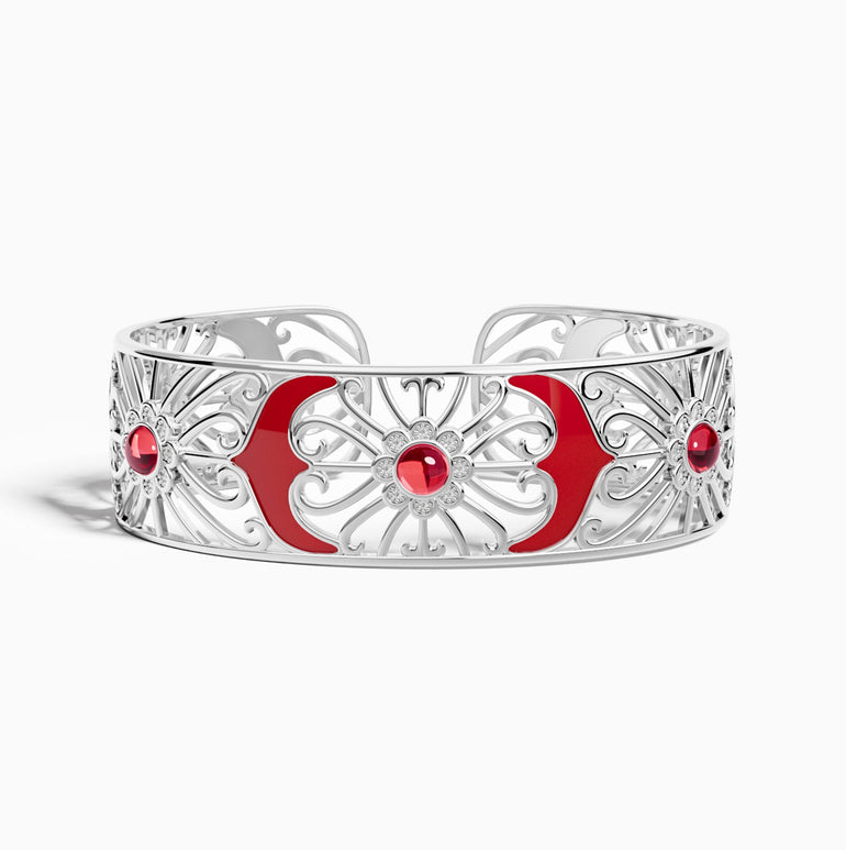 Prairie Flower Cuff Bracelet - Ruby - Serene Western