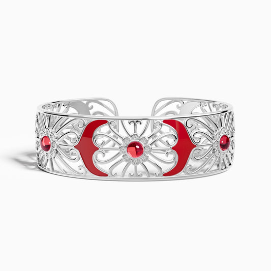 Prairie Flower Cuff Bracelet - Ruby - Serene Western