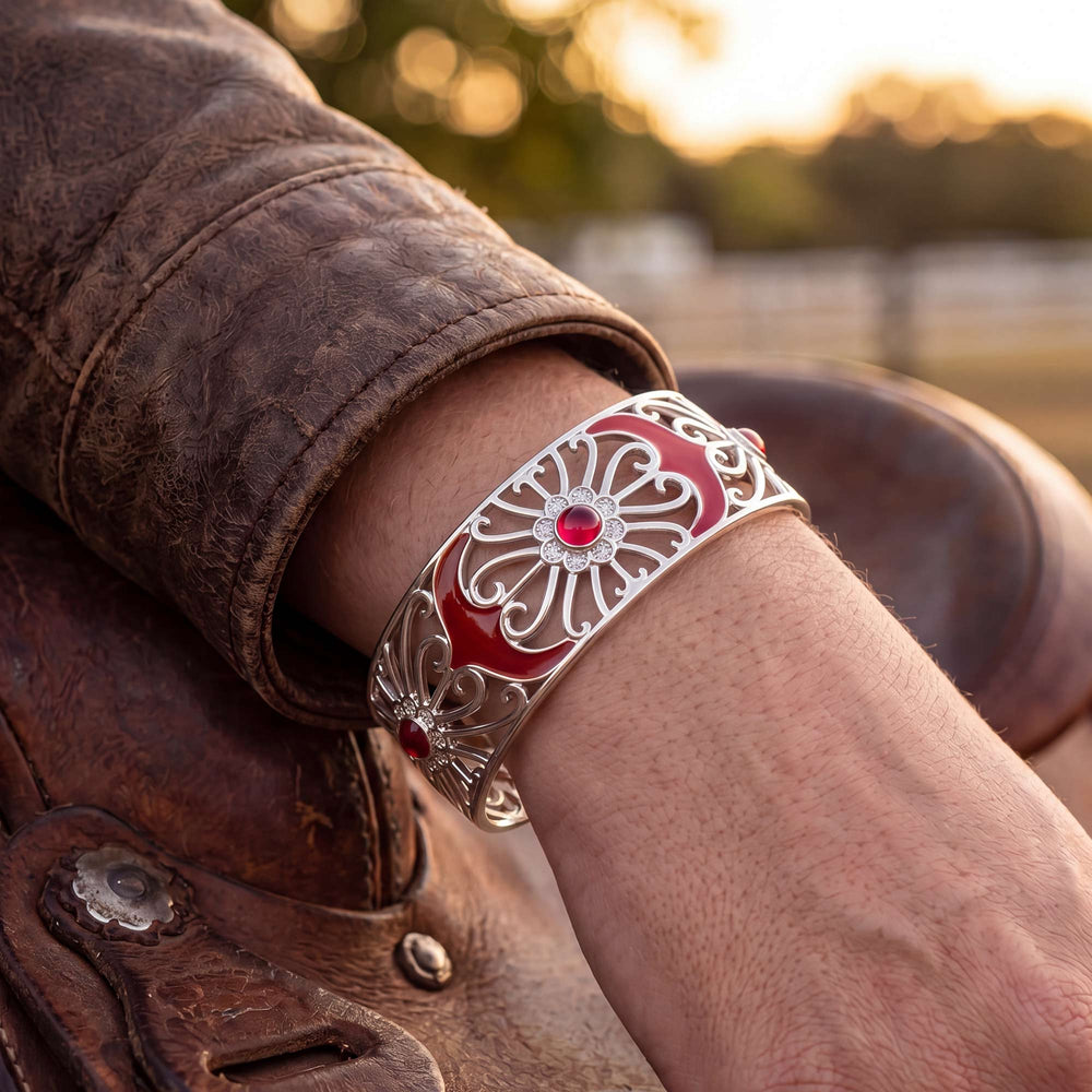 Prairie Flower Cuff Bracelet - Ruby - Serene Western