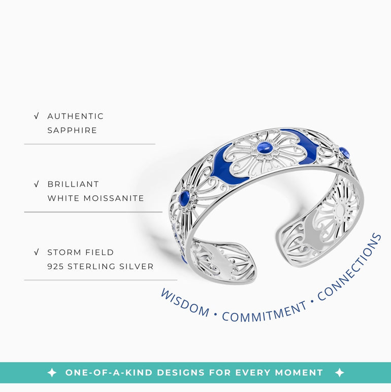 Prairie Flower Cuff Bracelet - Sapphire - Serene Western