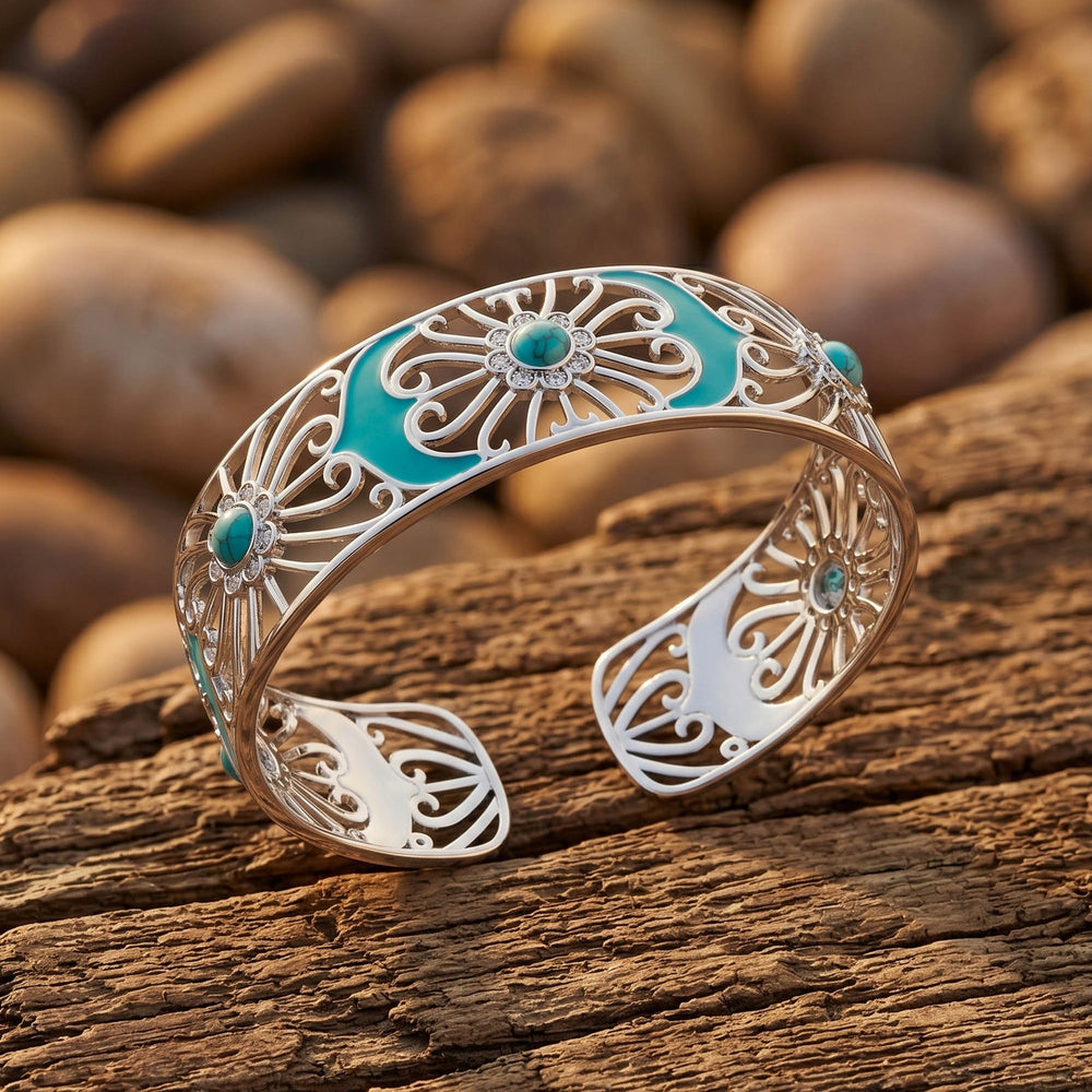 Prairie Flower Cuff Bracelet - Turquoise - Serene Western