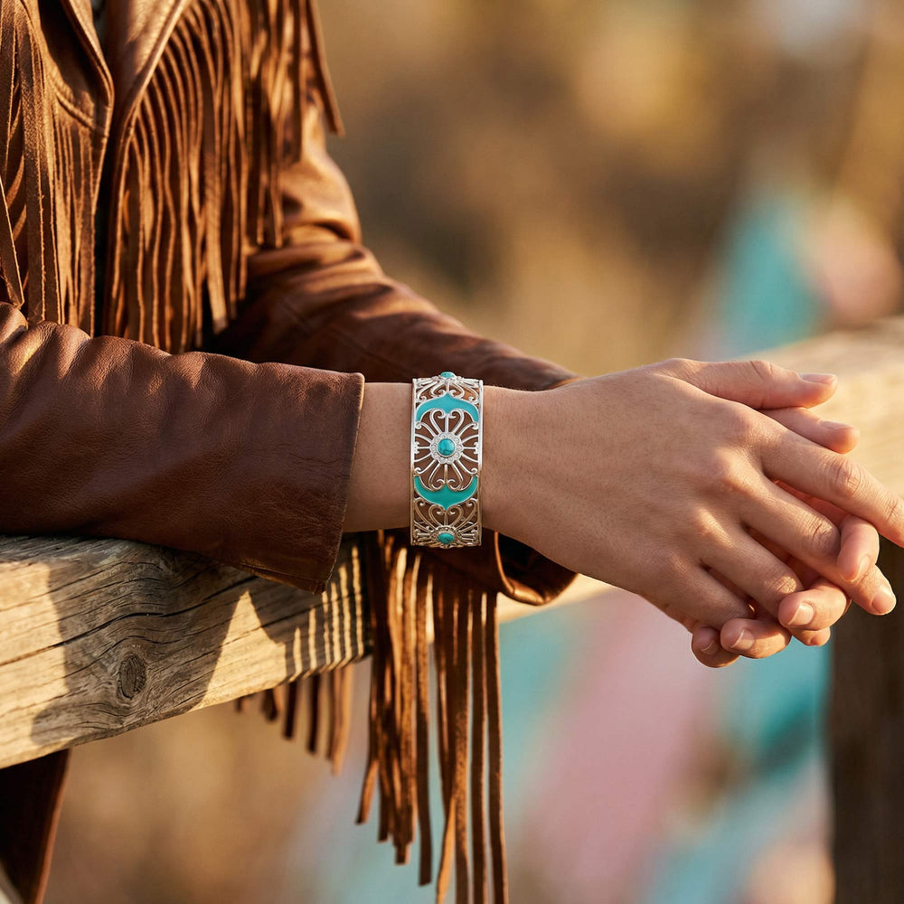 Prairie Flower Cuff Bracelet - Turquoise - Serene Western