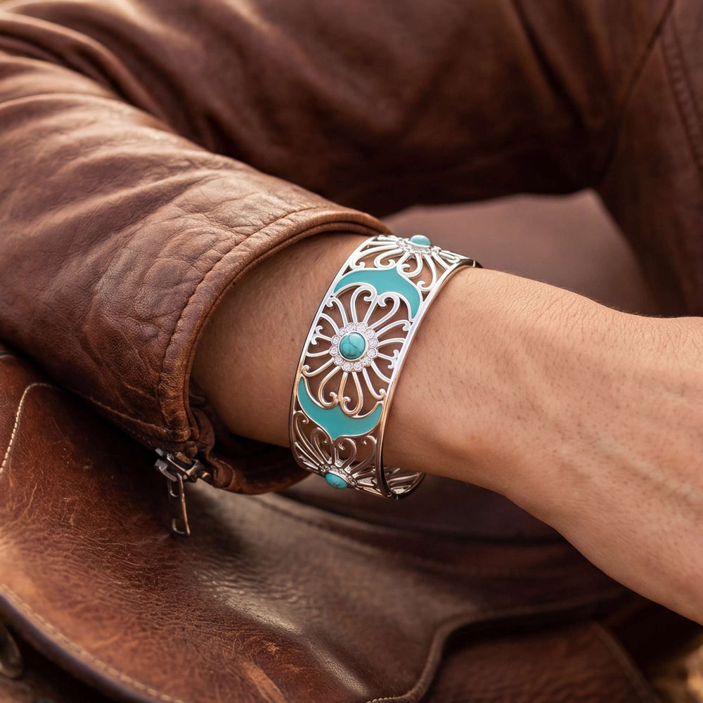 Prairie Flower Cuff Bracelet - Turquoise - Serene Western