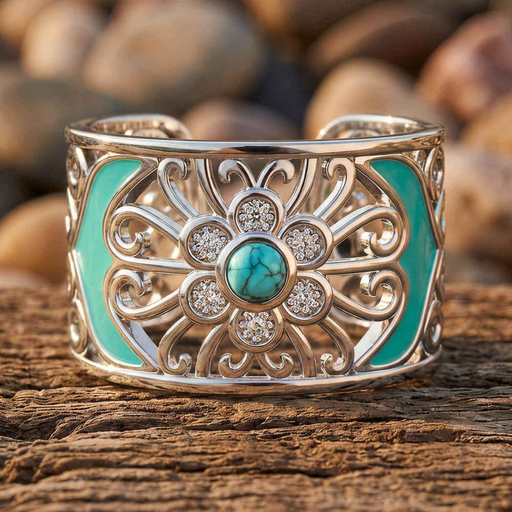 Prairie Flower Cuff Ring - Turquoise - Serene Western