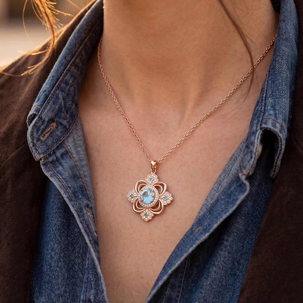 Prairie Insignia Necklace - Aquamarine - Serene Western