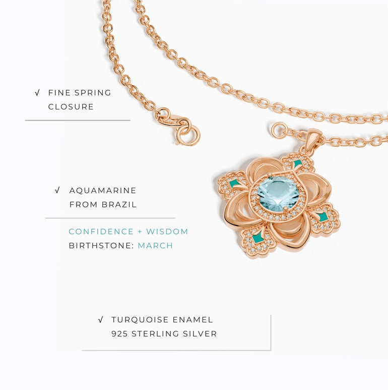 Prairie Insignia Necklace - Aquamarine - Serene Western