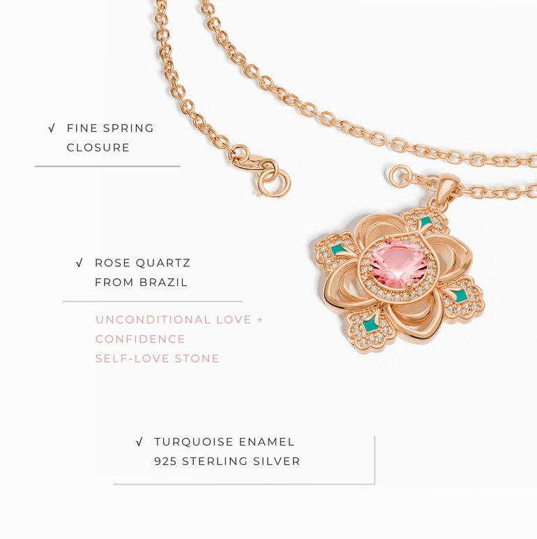 Prairie Insignia Necklace - Rose Quartz - Serene Western