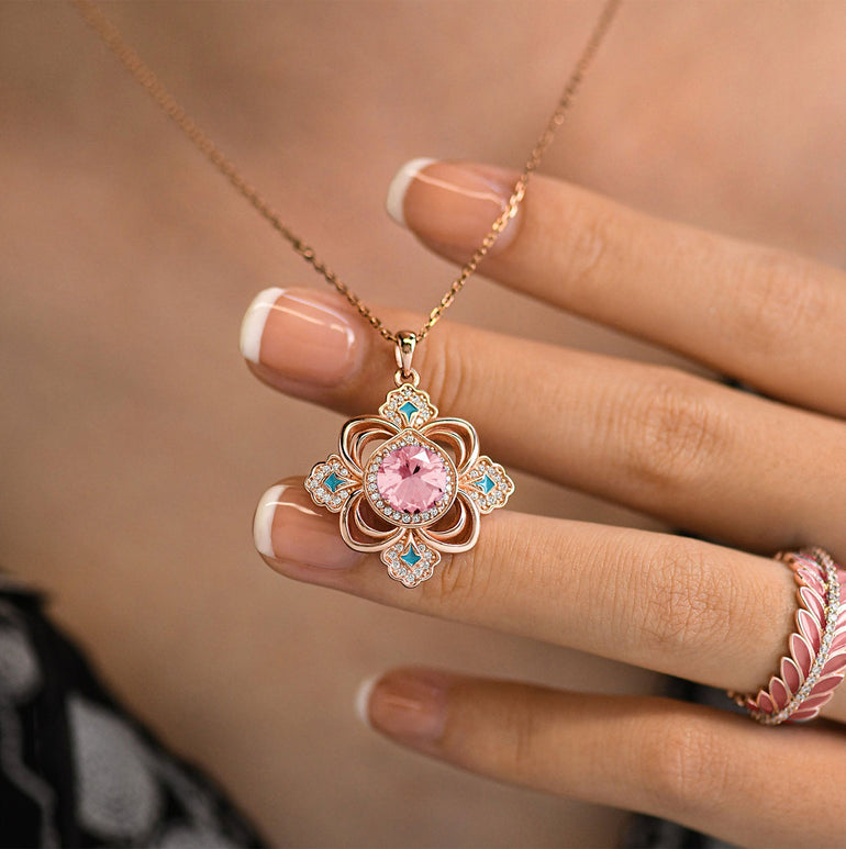 Prairie Insignia Necklace - Rose Quartz - Serene Western