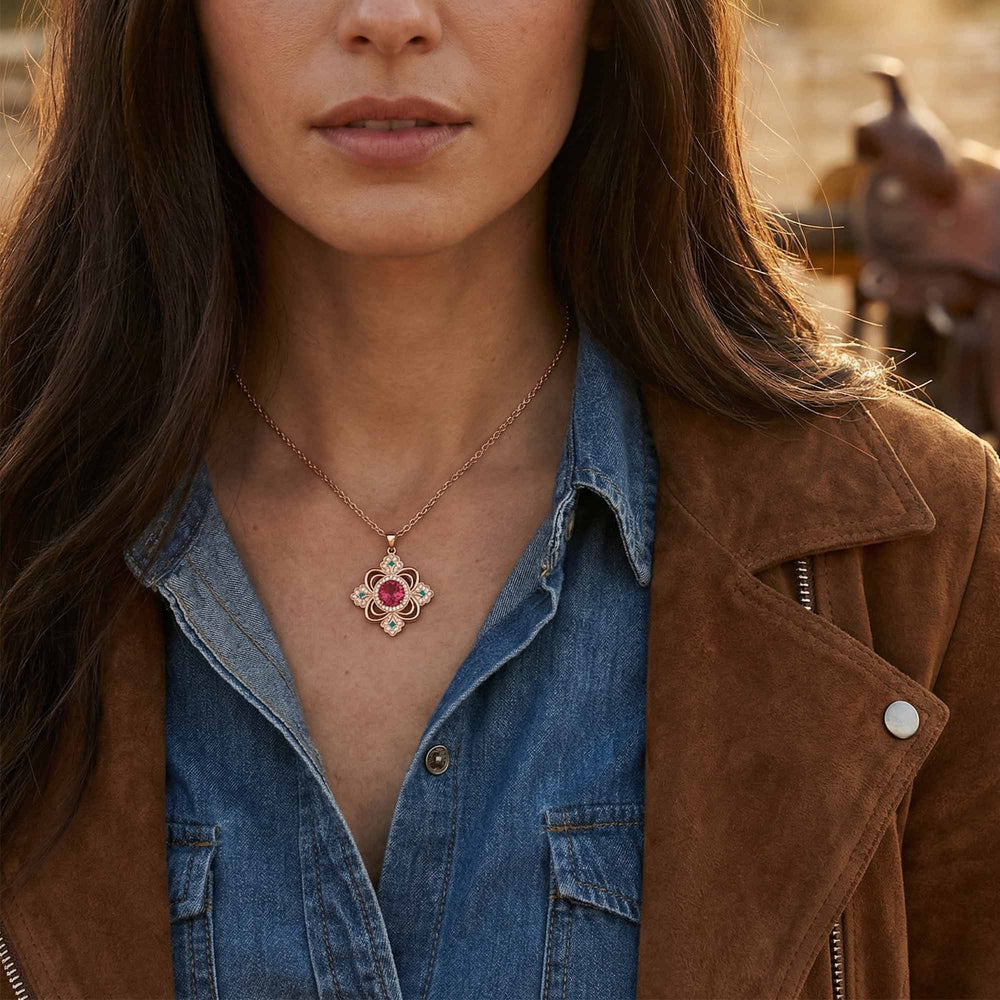 Prairie Insignia Necklace - Ruby - Serene Western