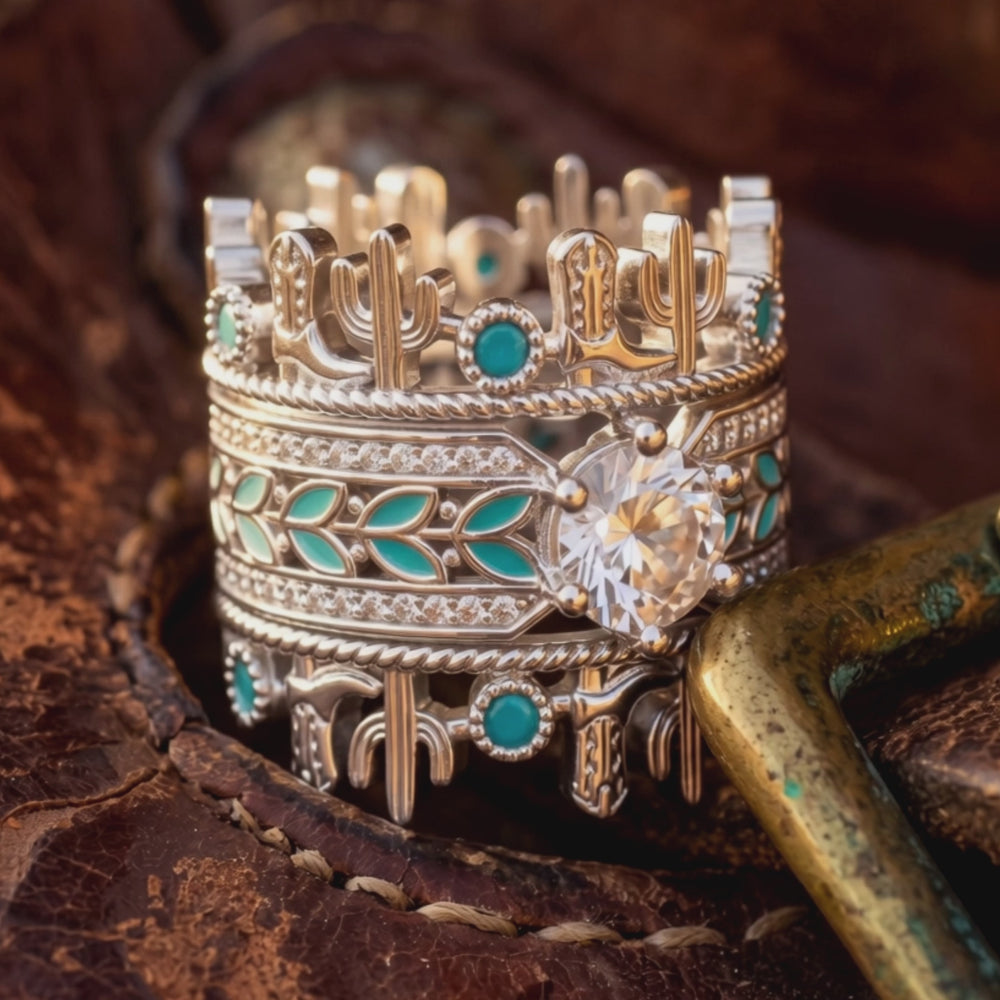 Saguaro Trail Ring Set - Moissanite - Product showcase video