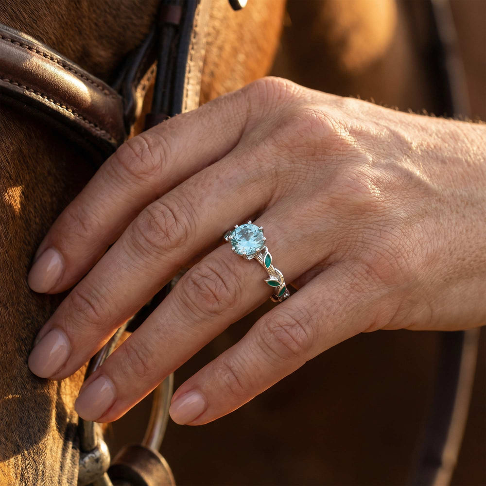 Promise Rose Ring - Aquamarine - Serene Western