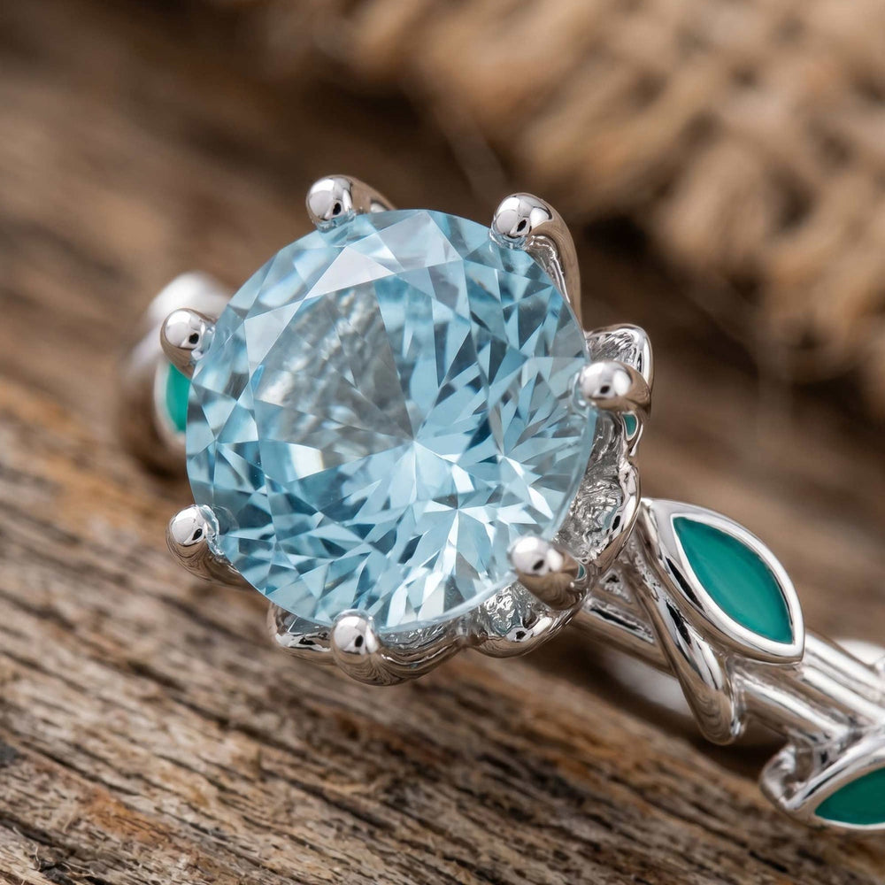 Promise Rose Ring - Aquamarine - Serene Western