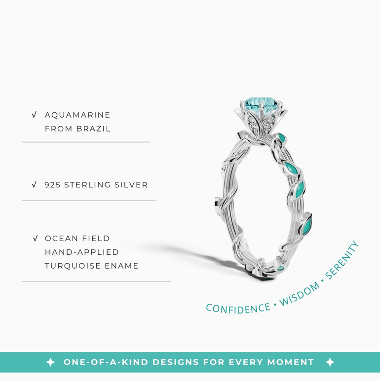 Promise Rose Ring - Aquamarine - Serene Western