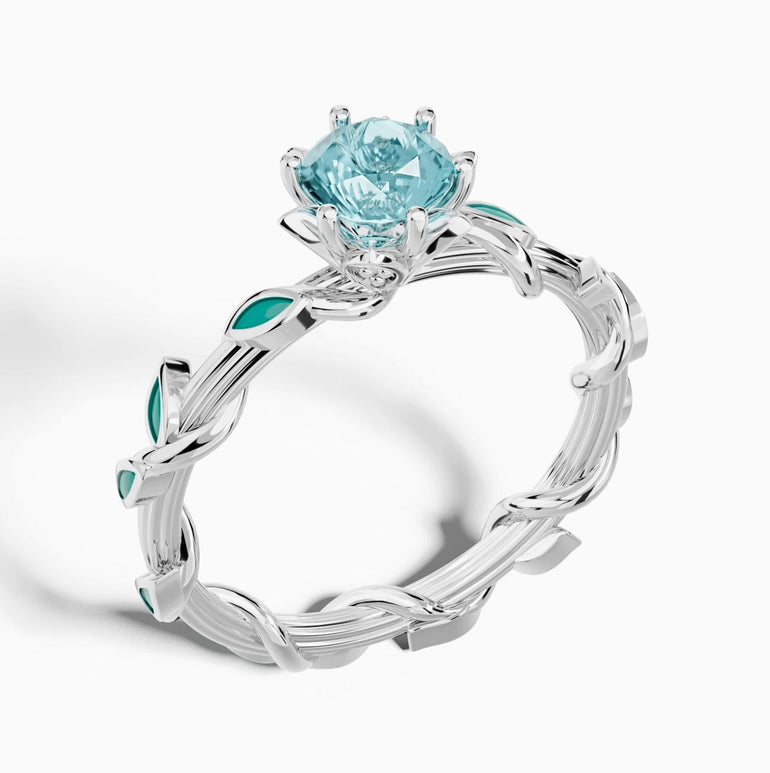 Promise Rose Ring - Aquamarine - Serene Western