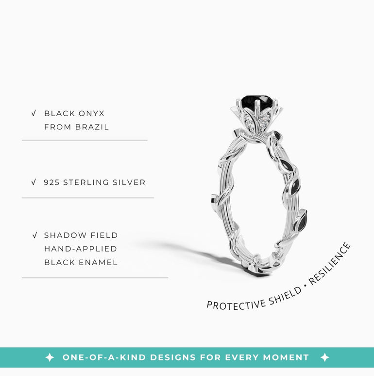 Promise Rose Ring - Black Onyx - Serene Western