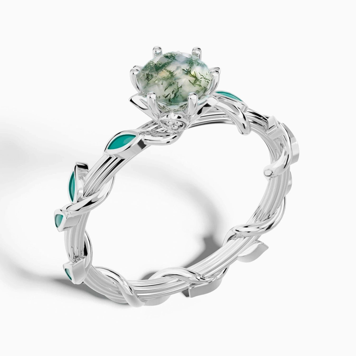 Promise Rose Ring - Moss Agate - Serene Western