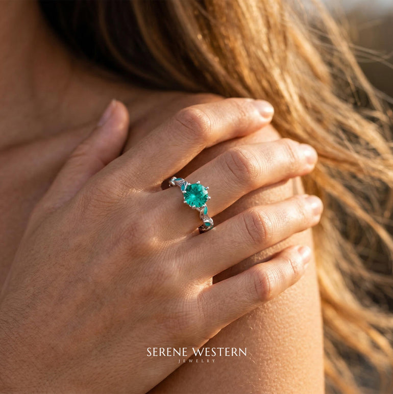 Promise Rose Ring - Paraiba Tourmaline - Serene Western