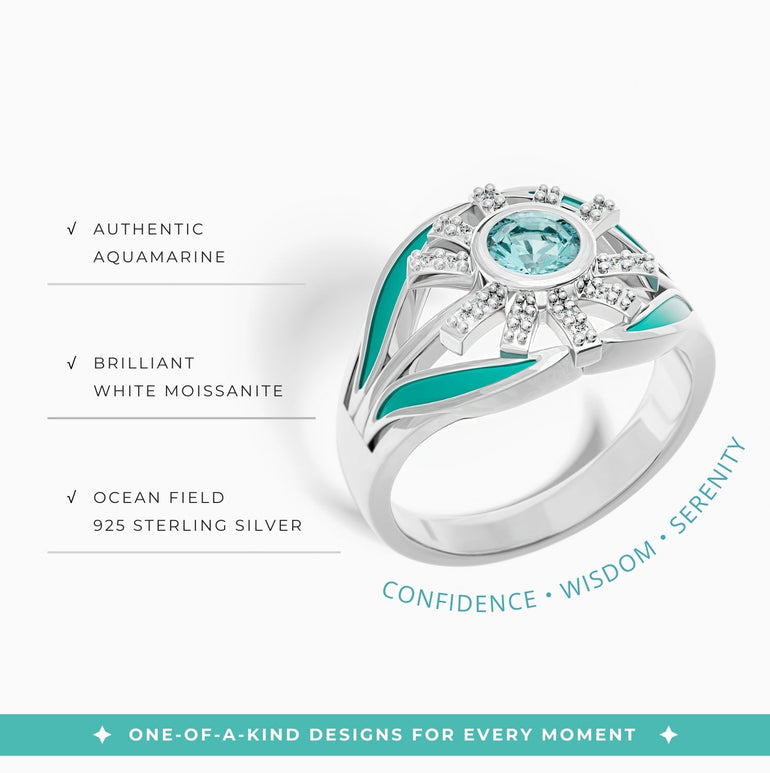 Radiant Sunburst Ring - Aquamarine - Serene Western
