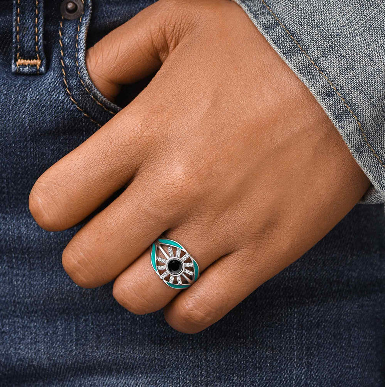Radiant Sunburst Ring - Black Onyx - Serene Western