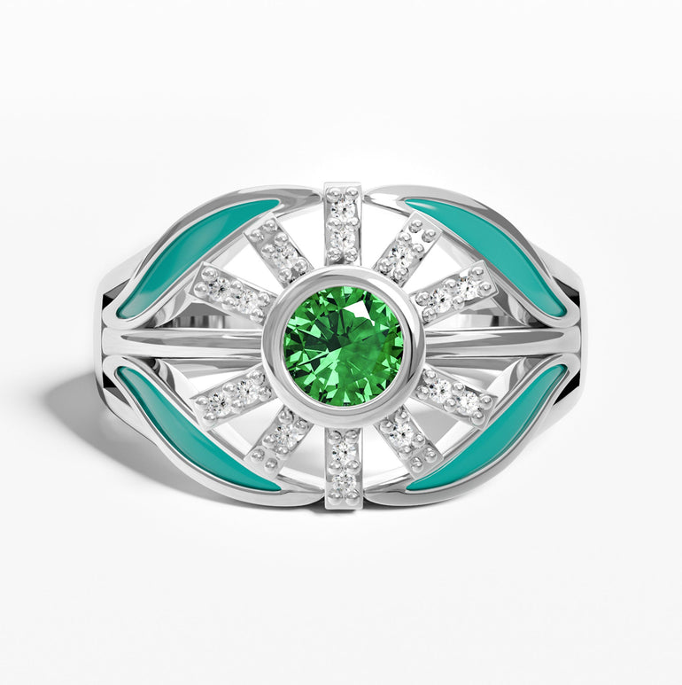 Radiant Sunburst Ring - Emerald - Serene Western
