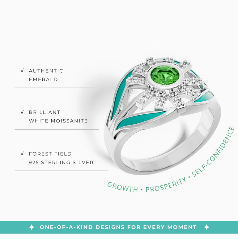 Radiant Sunburst Ring - Emerald - Serene Western