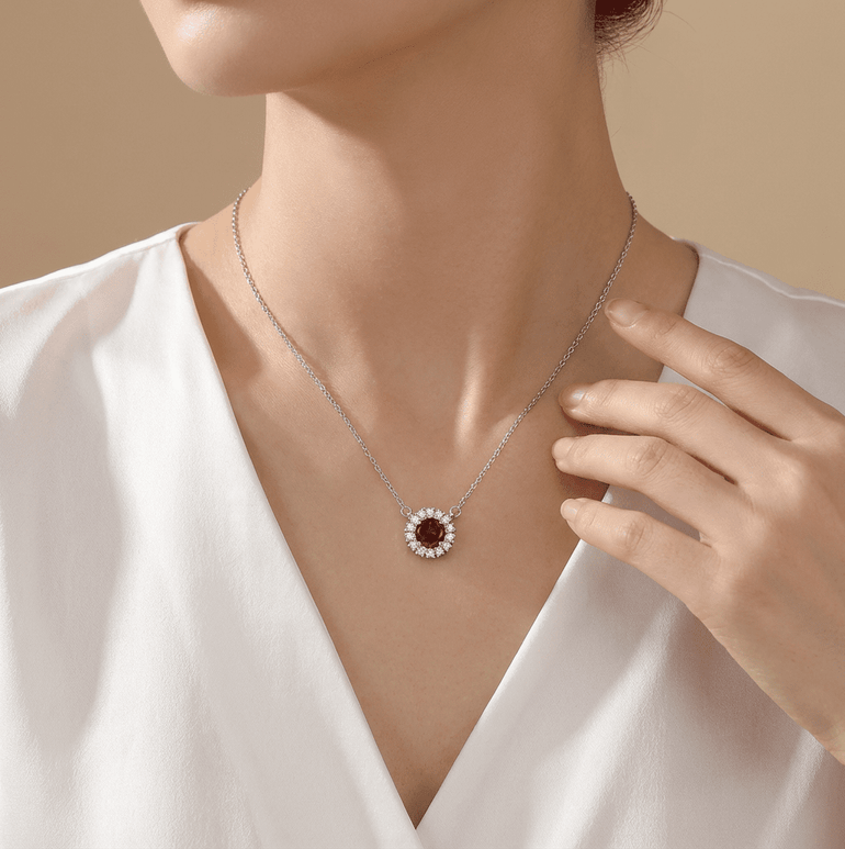 Radiant Wheel Necklace - Garnet - Serene Western