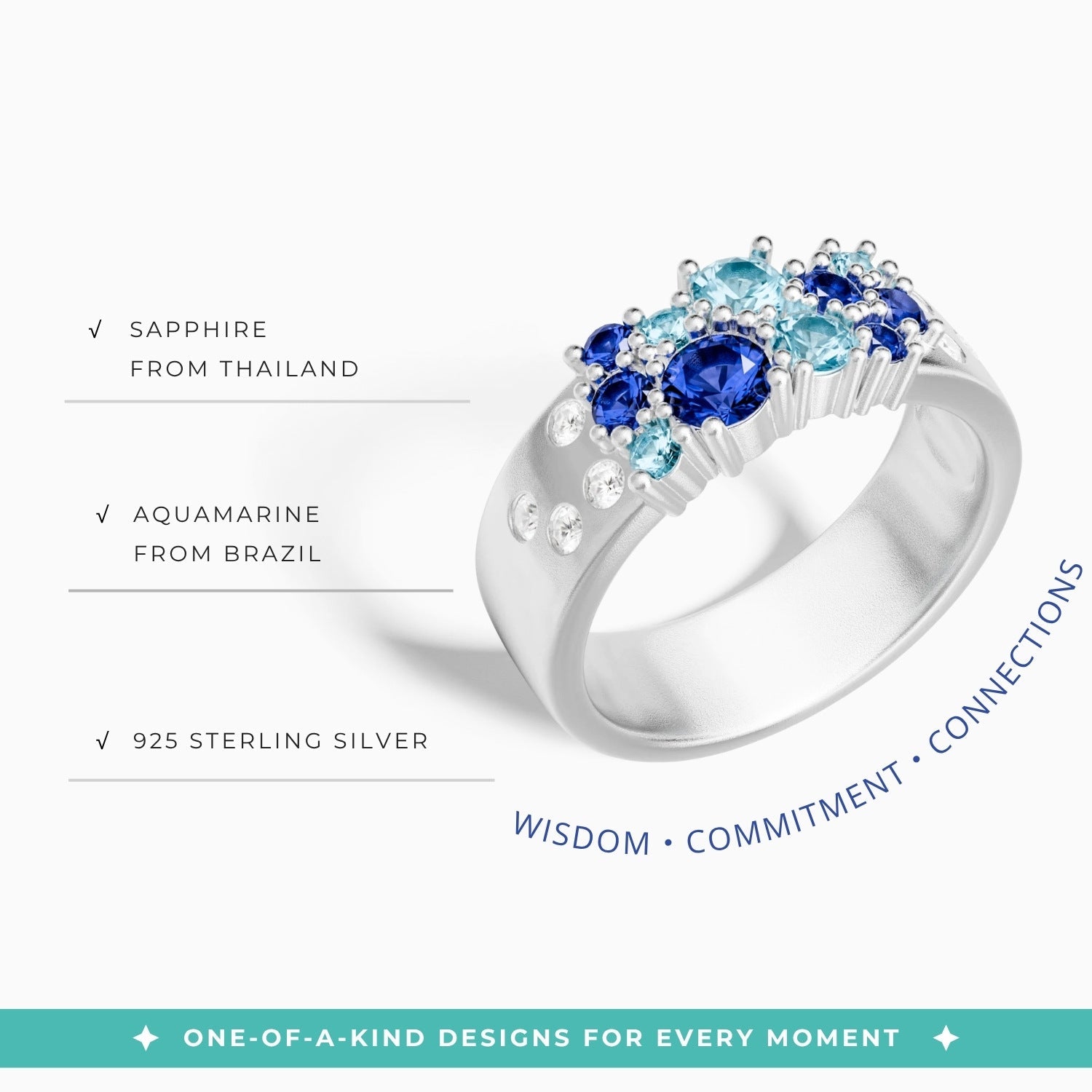 Reef Reverie Ring - Sapphire ＆ Aquamarine - Serene Western