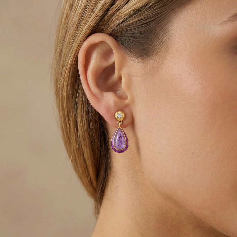 Ripple Teardrop Earrings - Amethyst - Serene Western
