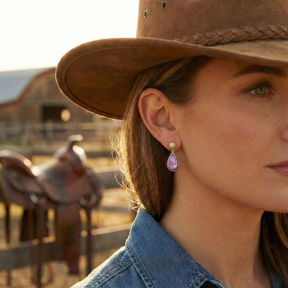 Ripple Teardrop Earrings - Amethyst - Serene Western