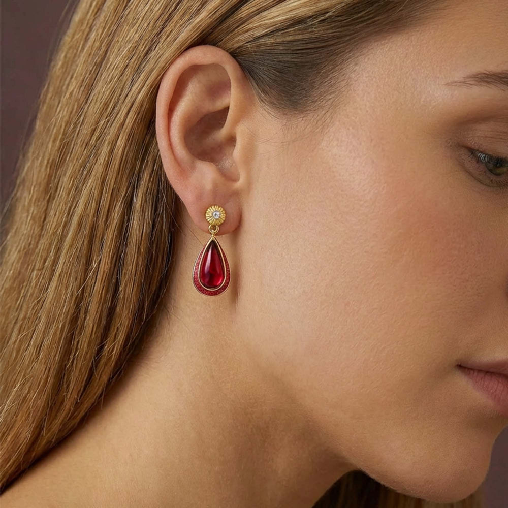 Ripple Teardrop Earrings - Ruby - Serene Western