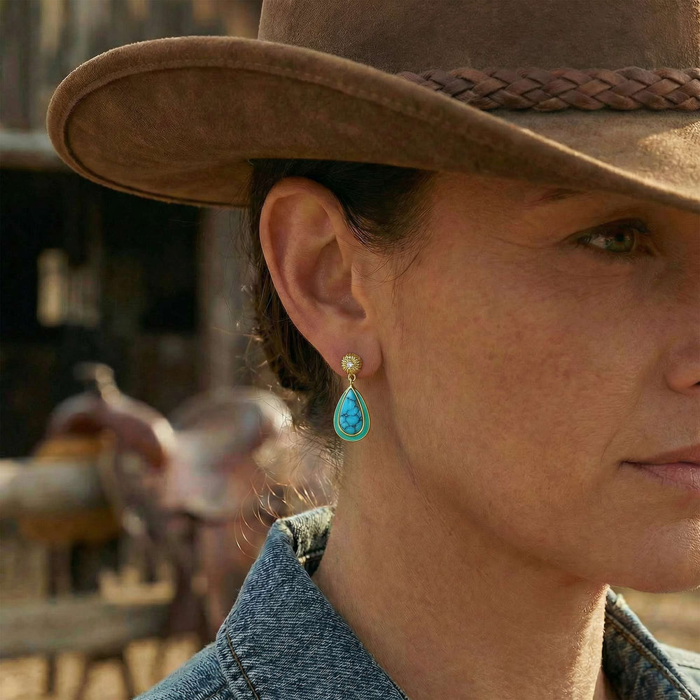 Ripple Teardrop Earrings - Turquoise - Serene Western