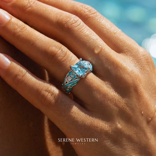 Rosemary's Loyalty Ring - Aquamarine - Serene Western