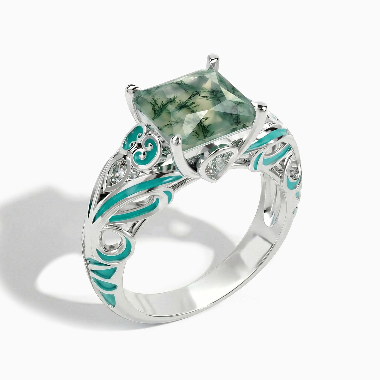Rosemary's Loyalty Ring - Moss Agate - Serene Western