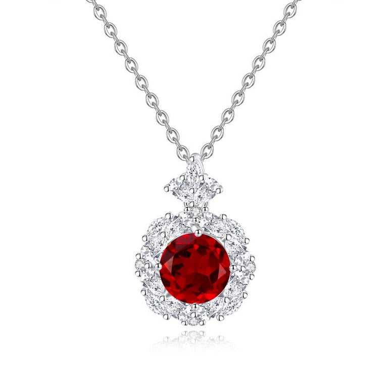 Royal Halo Necklace - Garnet - Serene Western
