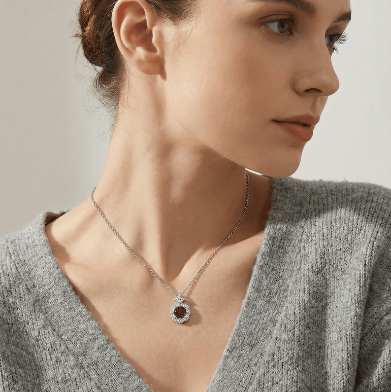 Royal Halo Necklace - Garnet - Serene Western