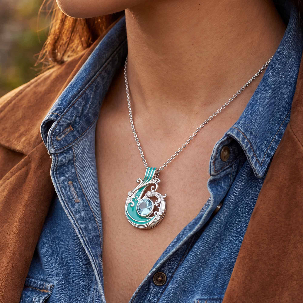 Savanna Swirl Necklace - Aquamarine - Serene Western