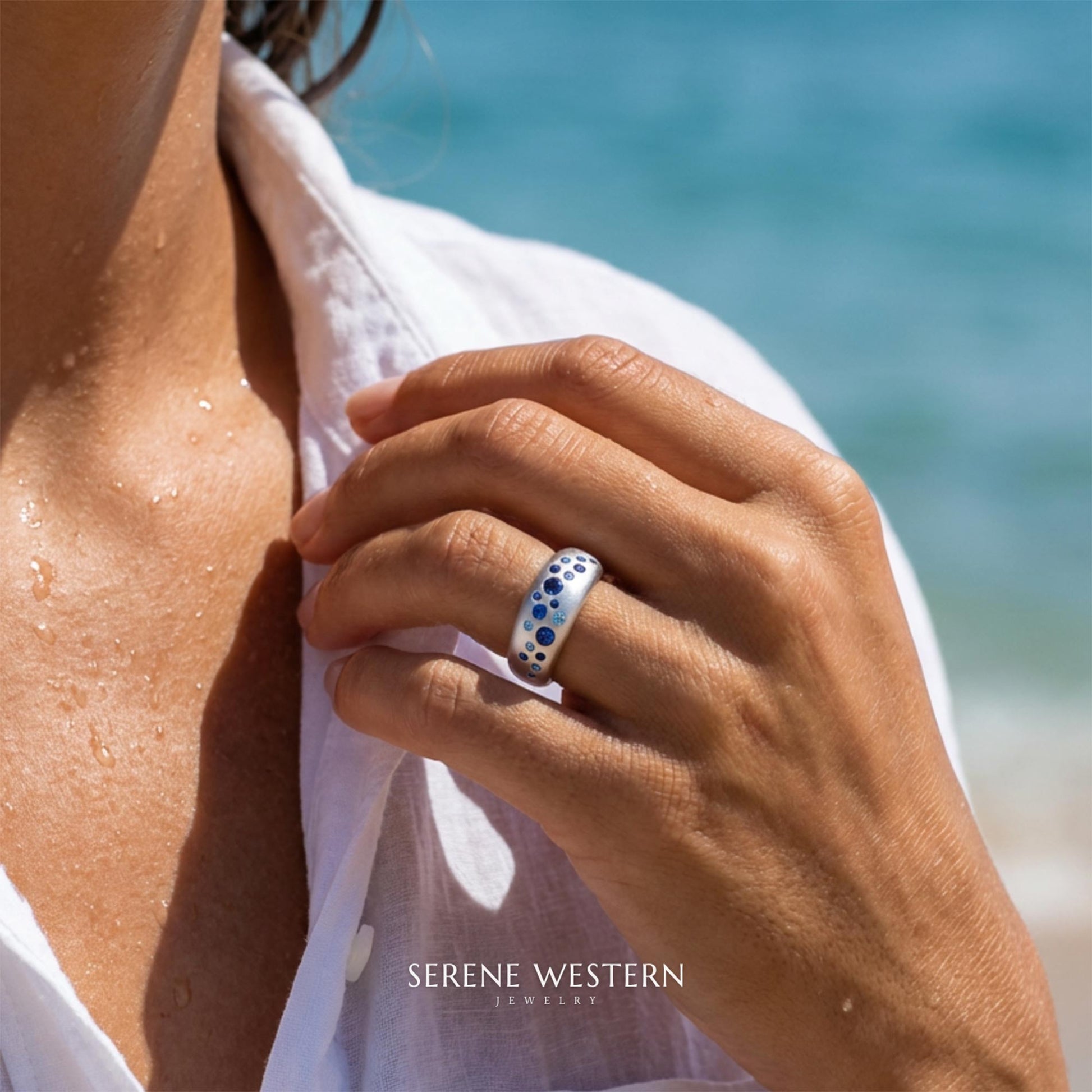 Seafoam Symphony Ring - Serene Western
