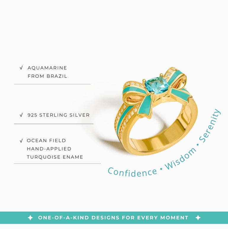 Seamuse Rosette Ring - Aquamarine - Serene Western