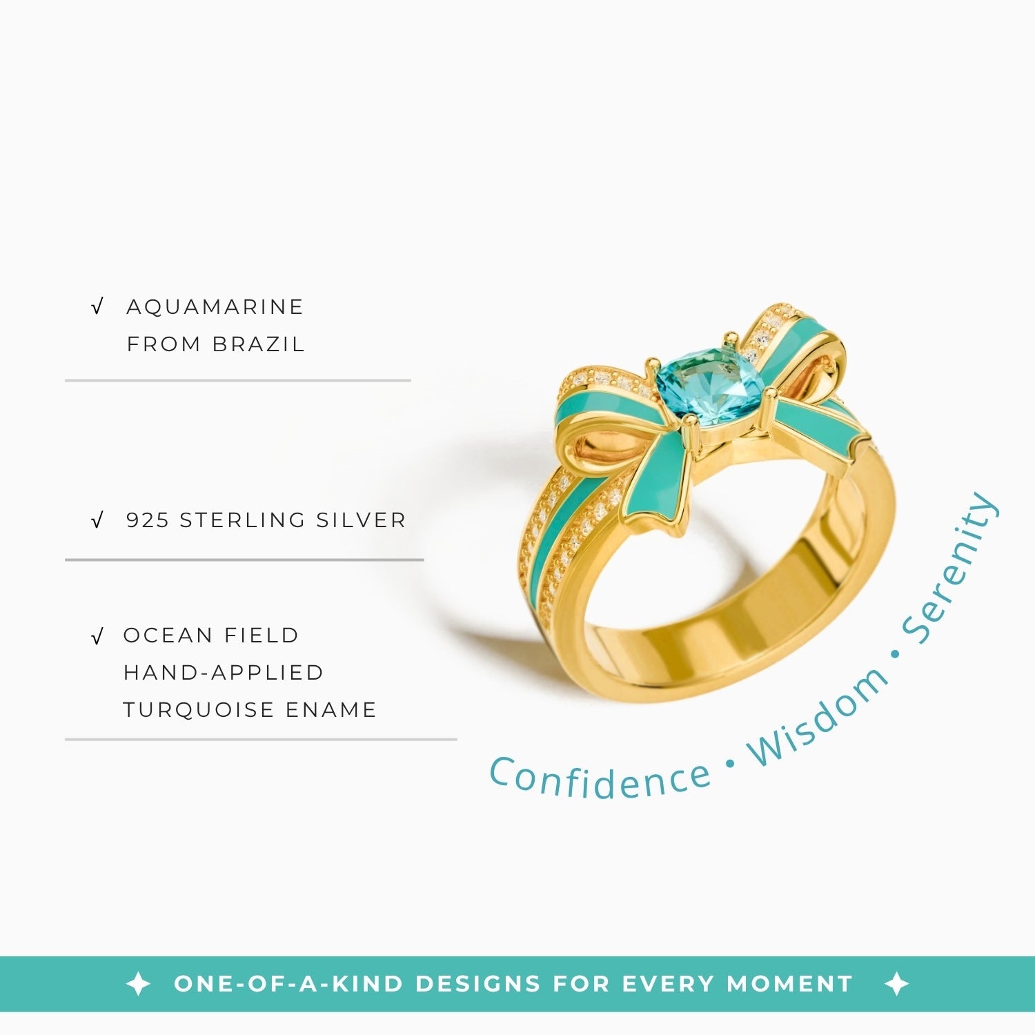 Seamuse Rosette Ring - Aquamarine - Serene Western