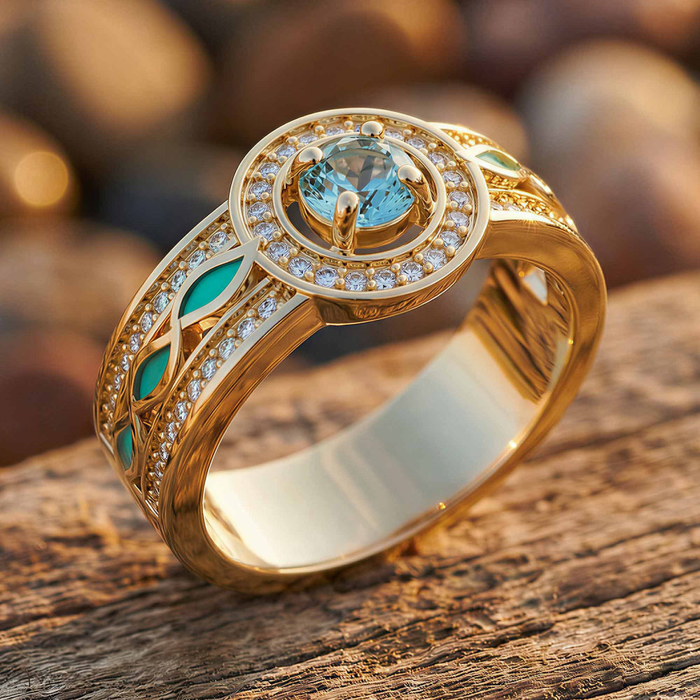 Shining Rodeo Ring - Aquamarine - Serene Western