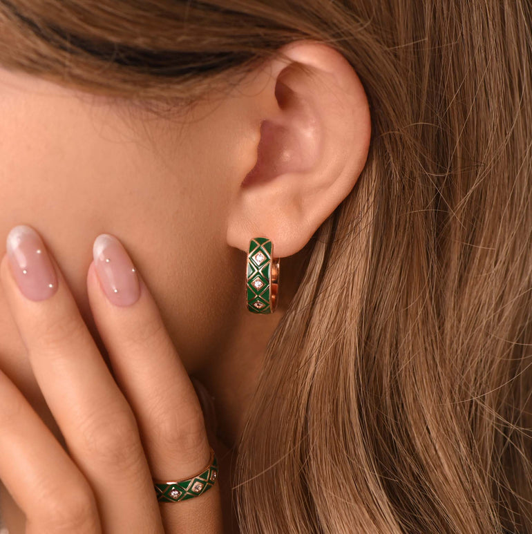 Sierra Geometric Earrings - Green - Serene Western