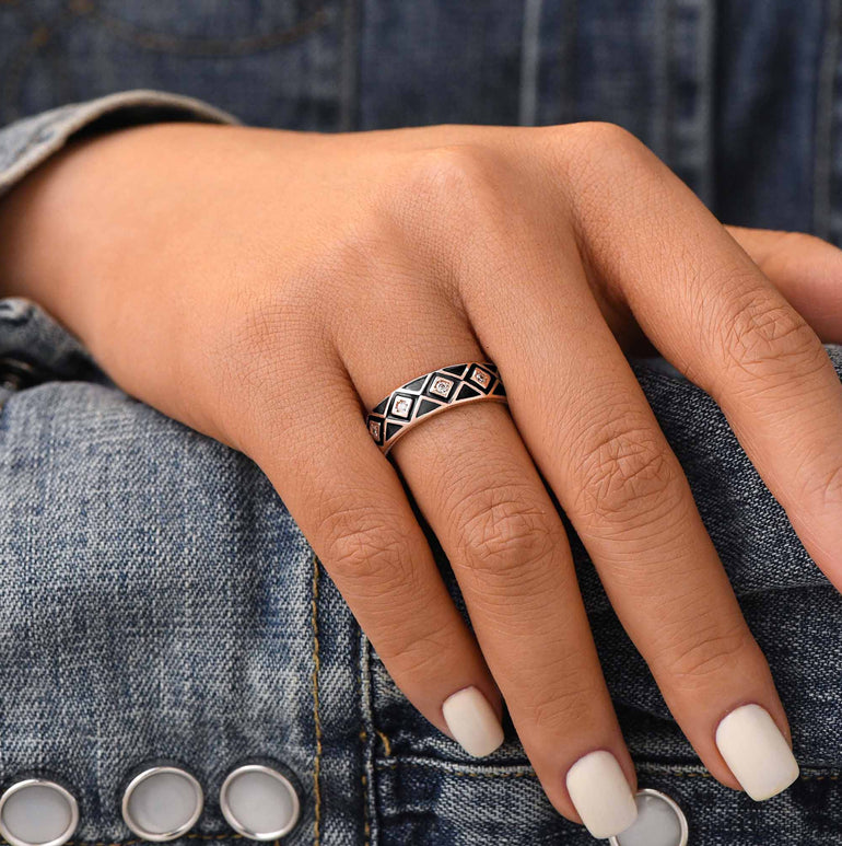 Sierra Geometric Ring - Black - Serene Western