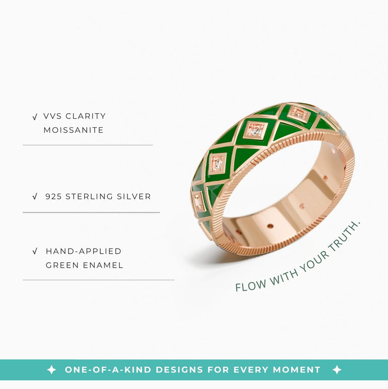 Sierra Geometric Ring - Green - Serene Western