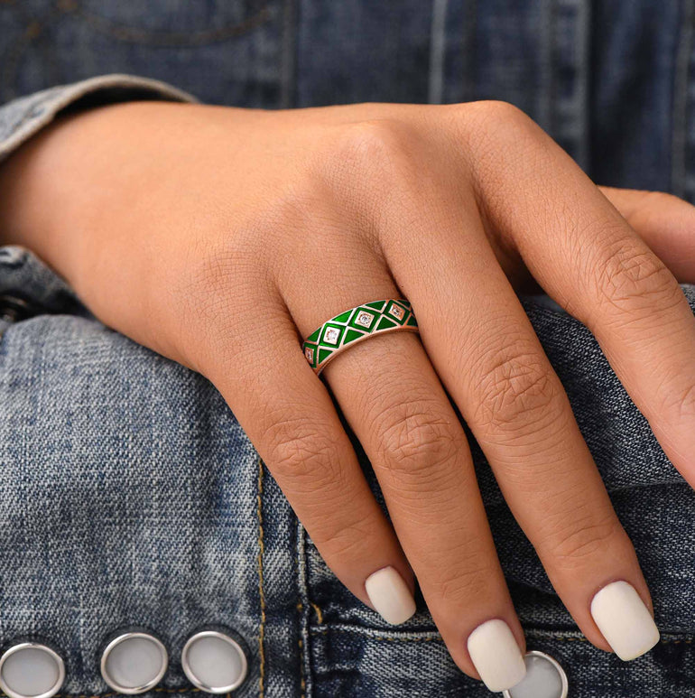 Sierra Geometric Ring - Green - Serene Western