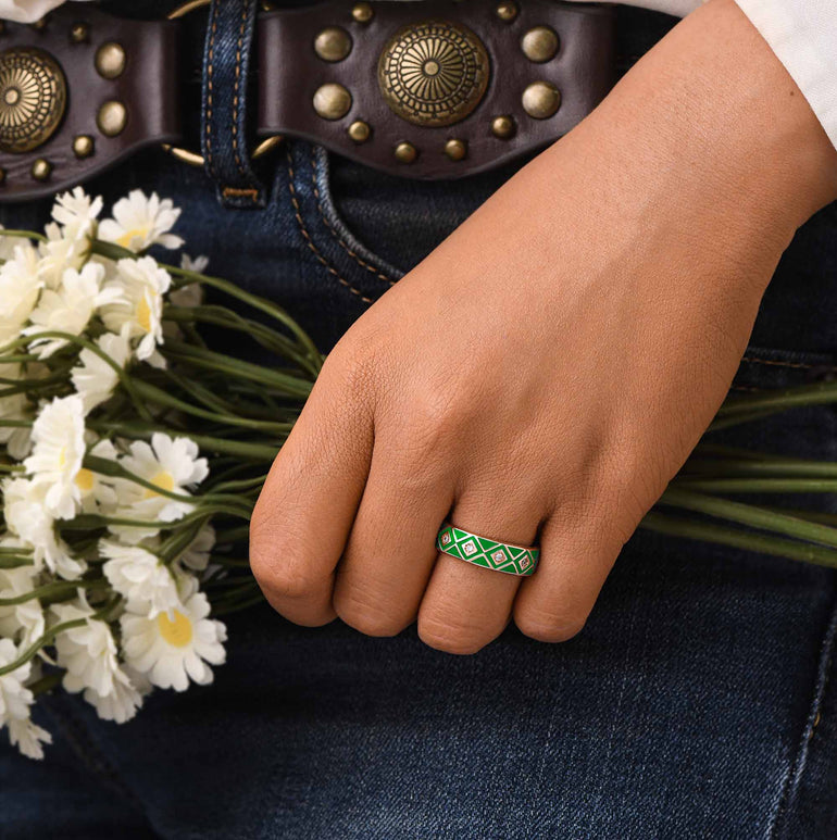 Sierra Geometric Ring - Green - Serene Western