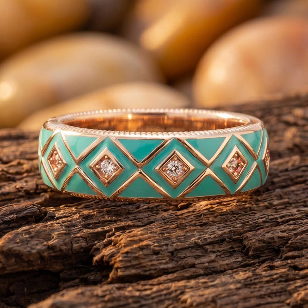 Sierra Geometrisk Ring - Turkos