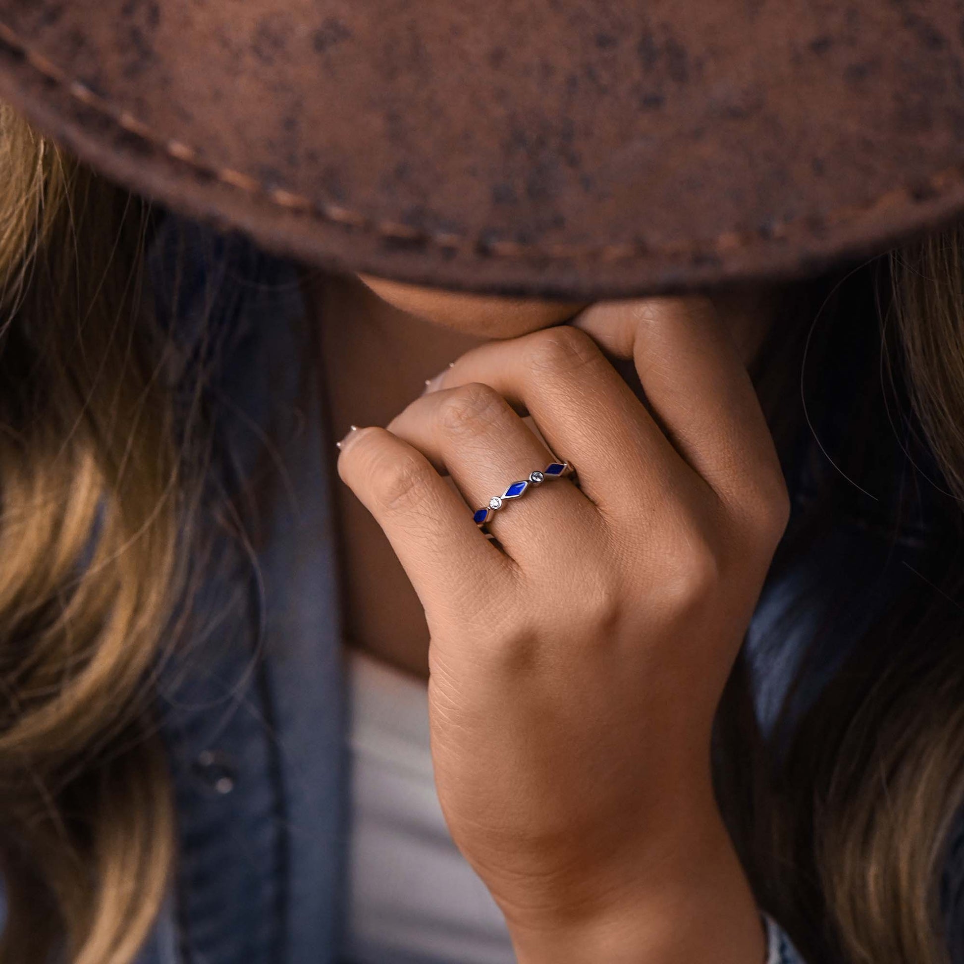 Silent Geometry Ring - Blue - Serene Western