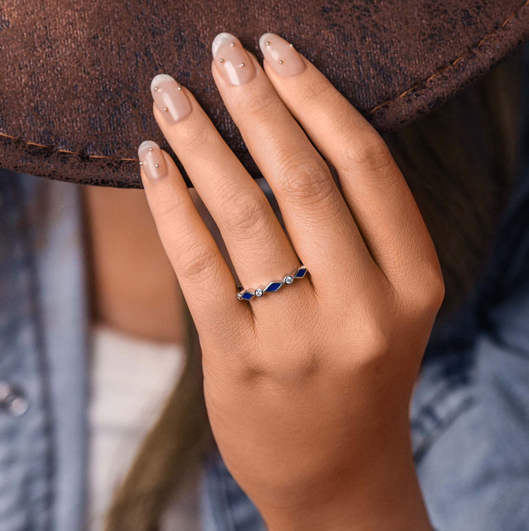Silent Geometry Ring - Blue - Serene Western