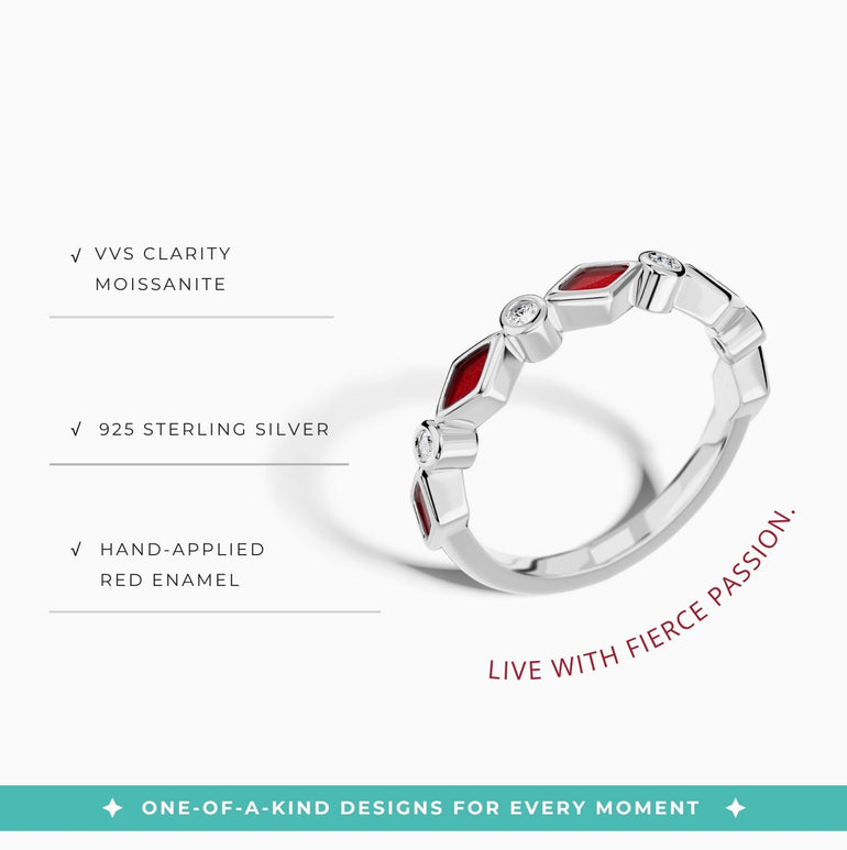 Silent Geometry Ring - Red - Serene Western