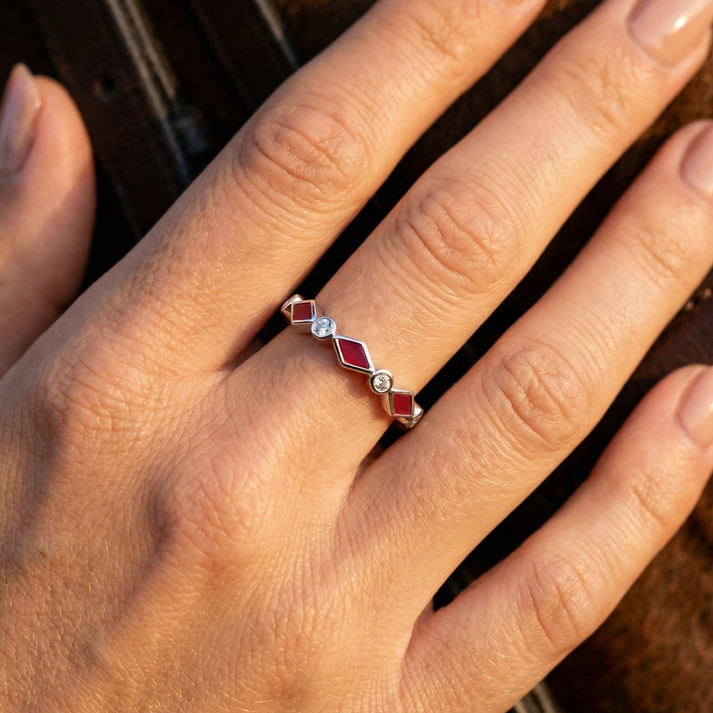 Silent Geometry Ring - Red - Serene Western